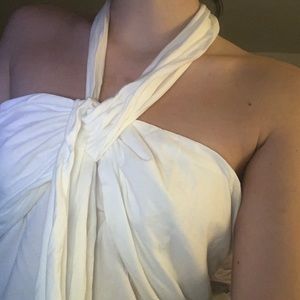 White Flowy Strapless Top